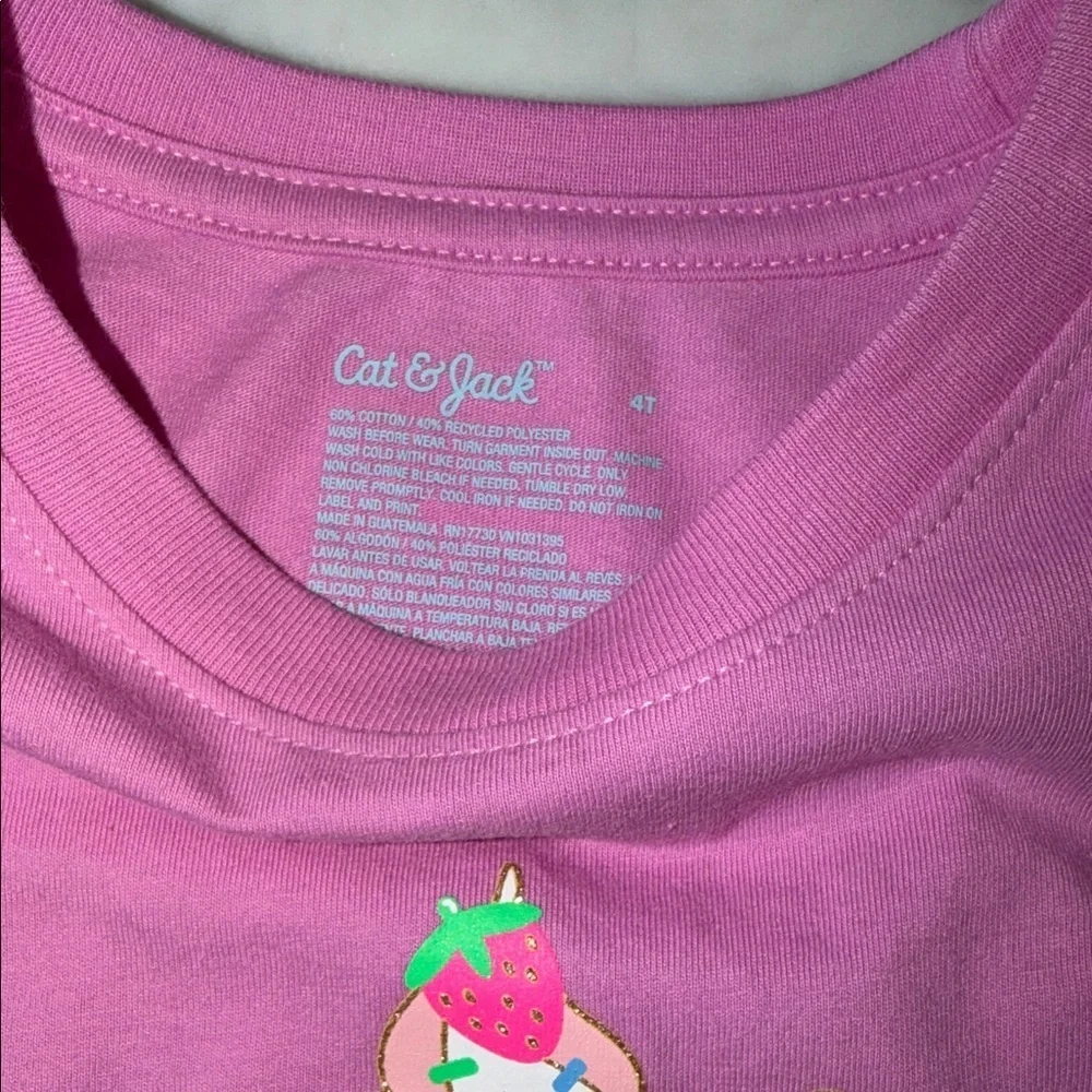 Cat & Jack Purple Ice Cream Tee & White Shorts Set 4T